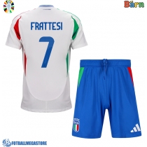 Fotballdrakt Barn Italia Davide Frattesi #7 Bortedraktsett EM 2024 Kortermet (+ Korte bukser)